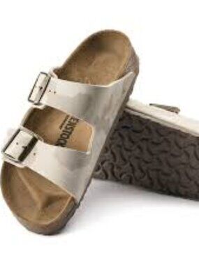 Birkenstock Arizone sandal - camo, sand colour, size 38